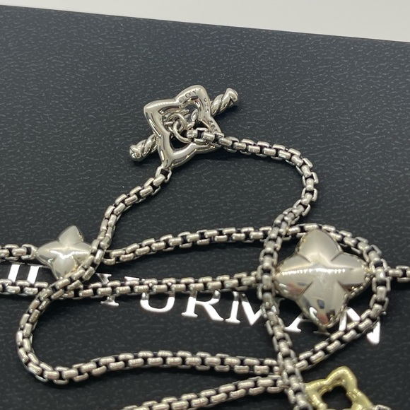David Yurman Quatrefoil Box Chain Necklace, Silver and 14k Gold - Picture 16 of 16